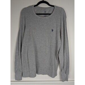 US Polo Assn Shirt Mens XL Gray Sleepwear Long Sleeve Waffle Knit Thermal